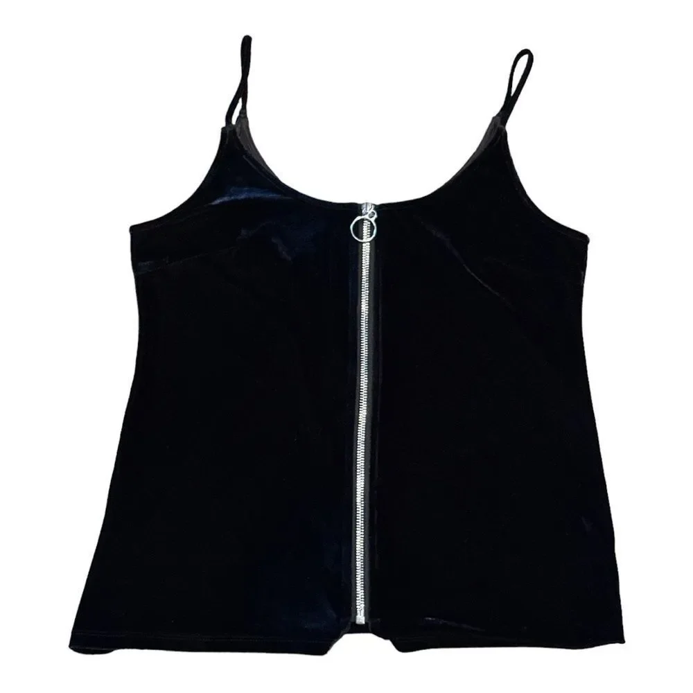 7 FOR ALL MANKIND Women’s Zip Front Velvet-Like Cami Black Size Small